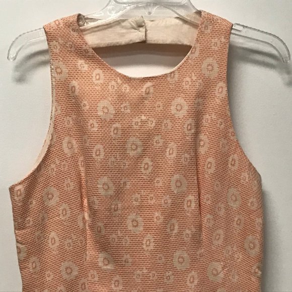 NWT Under Skies Peach Retro Floral Print Dress - Picture 2 of 3